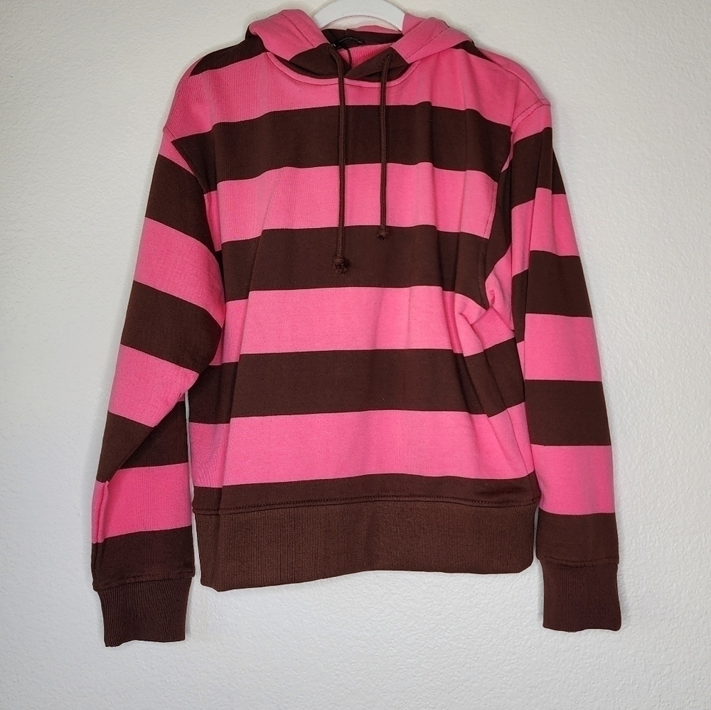 Zara Pink Striped Hoodie S